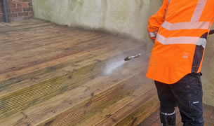 Pressure cleaning decking