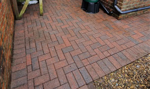 After pressure cleaning block paving in the garden